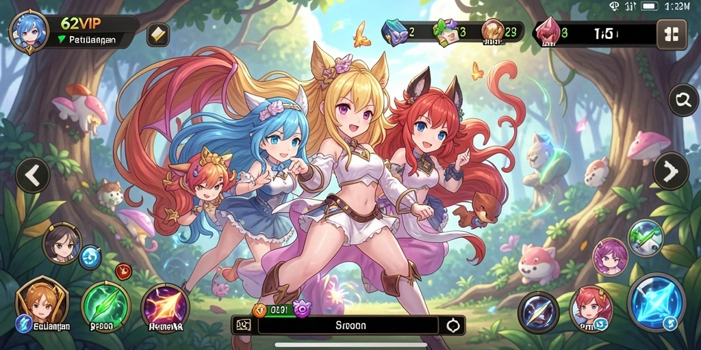 Tampilan screenshot dari gameplay seru di 62VIP yang menampilkan karakter anime.