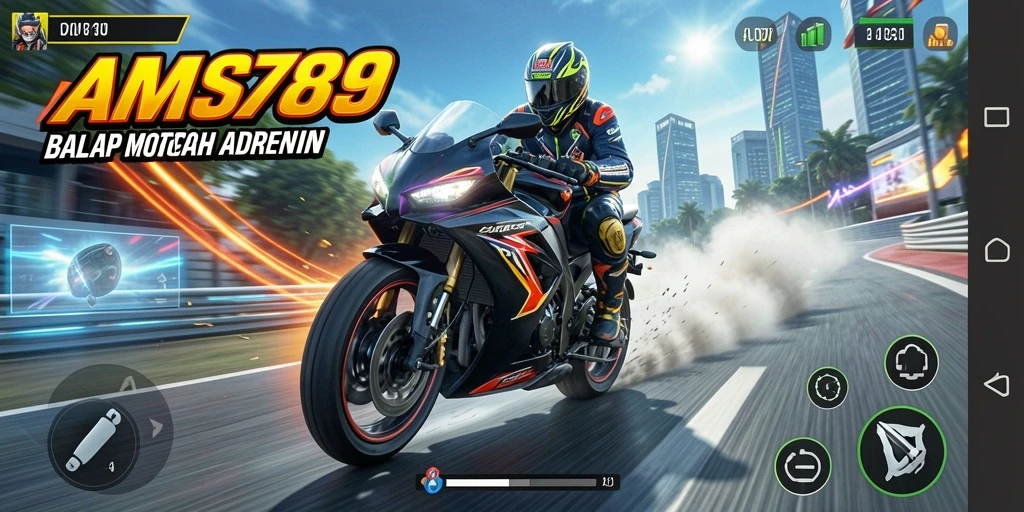 Tampilan gameplay balap motor yang mendebarkan dan penuh aksi.