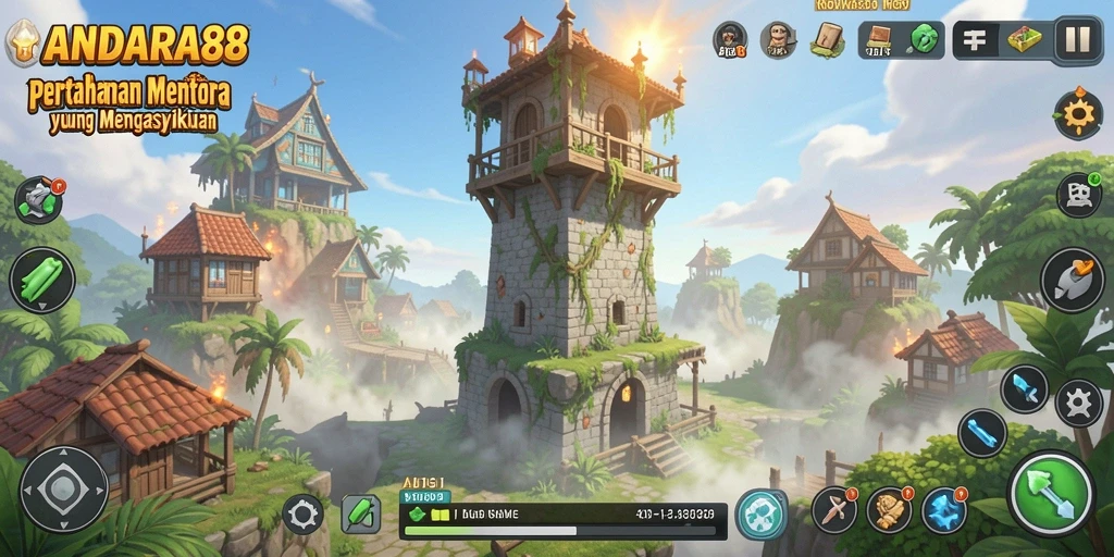 Screenshot menampilkan aksi seru dalam permainan Tower Defense.