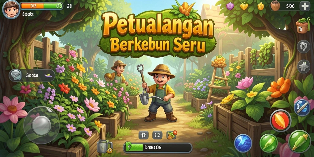 Screenshot menampilkan gameplay seru D06 dengan pertanian yang indah.