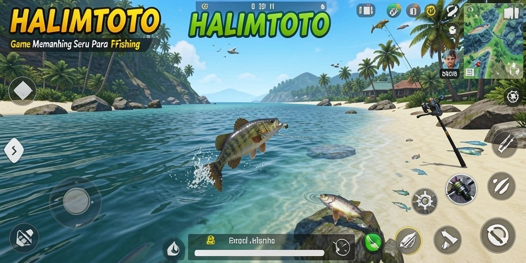 Screenshot gameplay HALIMTOTO menampilkan pengalaman memancing yang menarik dan grafis yang memukau.