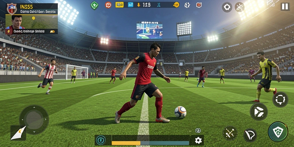 Screenshot gameplay INS55 menunjukkan aksi seru dalam permainan olahraga.