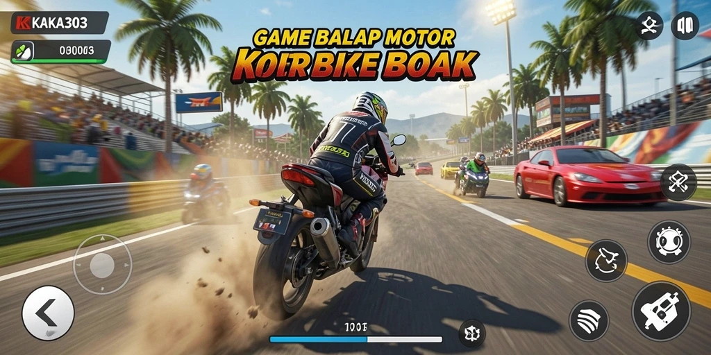 Screenshot gameplay KAKA303 dengan balapan motor mendebarkan.