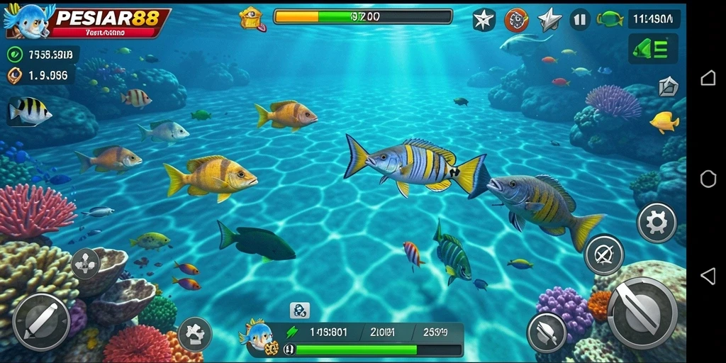 Gameplay PESIAR88 yang menampilkan aksi menembak ikan yang seru.