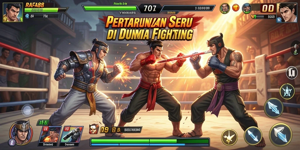 Tampilan gameplay RAFA88 dengan pertarungan seru dan karakter kuat.