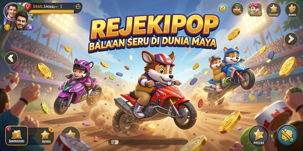 Tampilan gameplay seru dari balapan REJEKIPOP dengan grafis yang menarik.