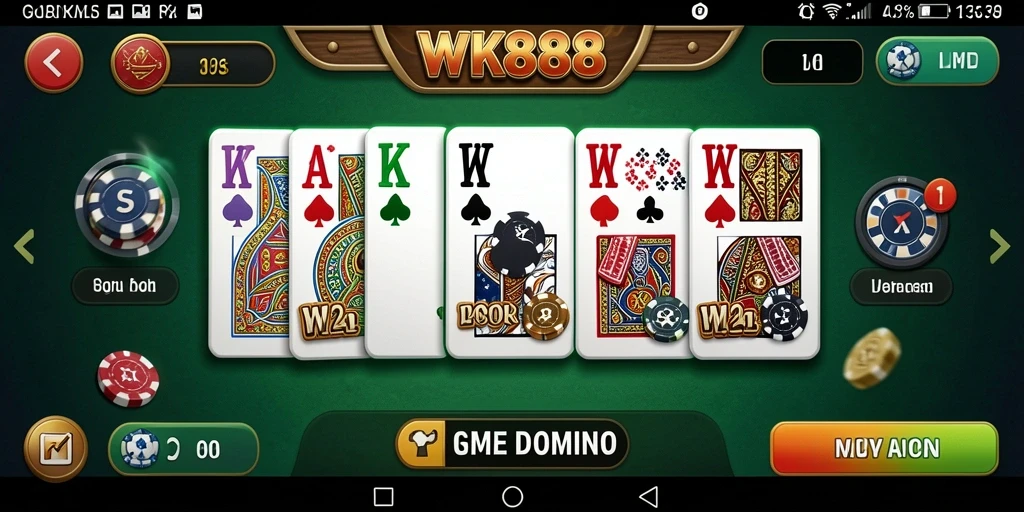 Tampilan gameplay seru Domino di WK888, penuh strategi dan kesenangan.