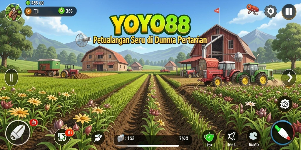 Screenshot gameplay <strong>YOYO88</strong> menampilkan aktivitas berkebun yang seru dan menyenangkan.