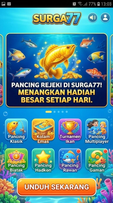 Screenshot antarmuka surga77 yang menampilkan fitur unggulan.